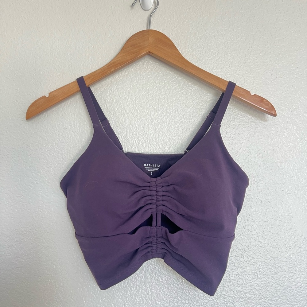 Athleta Purple Ruched Padded Crop Top